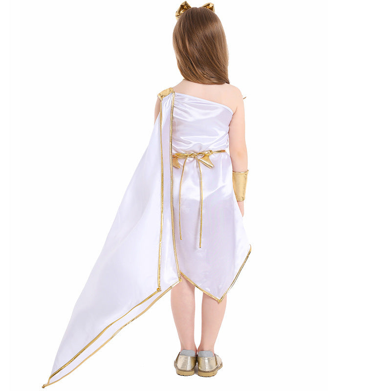 Greek Toga costume worn by a girl - side view