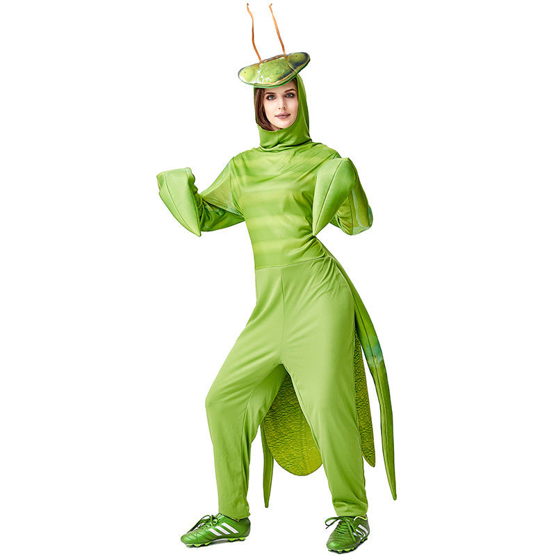 Praying Mantis costume worn by a child - styled on stage