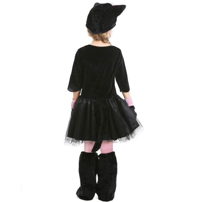 Cat costume worn by a girl - back view