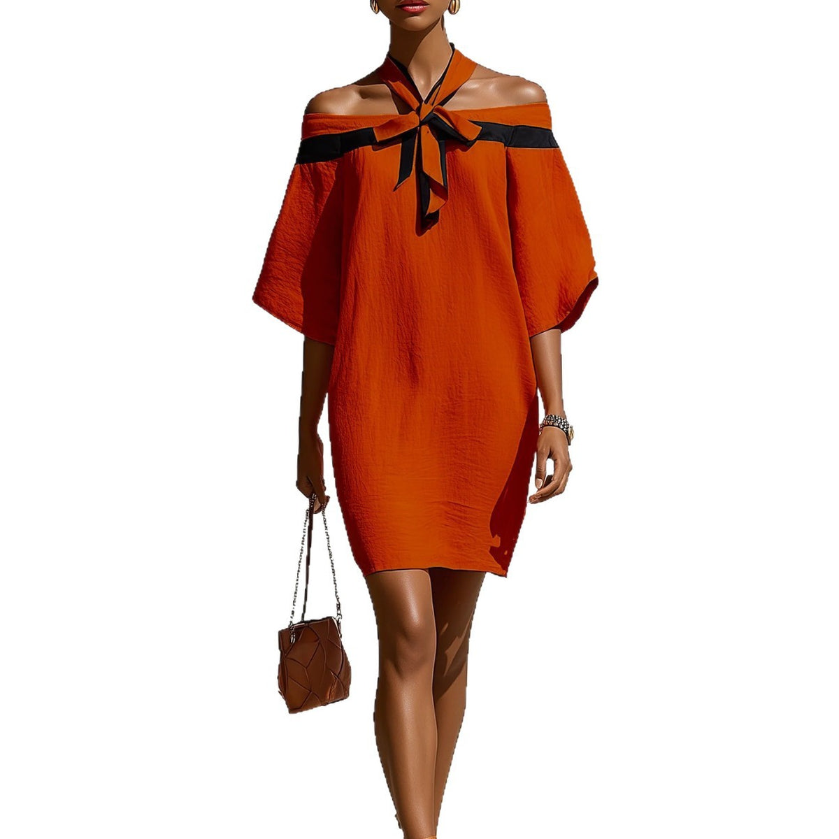 Women's One Shoulder Bow Collar Dress – Elegant Party & Date Night Style