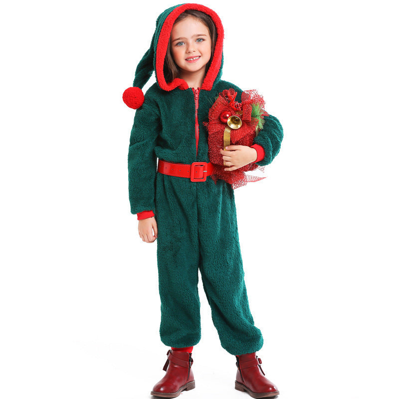Christmas Tree costume worn by a family - front view