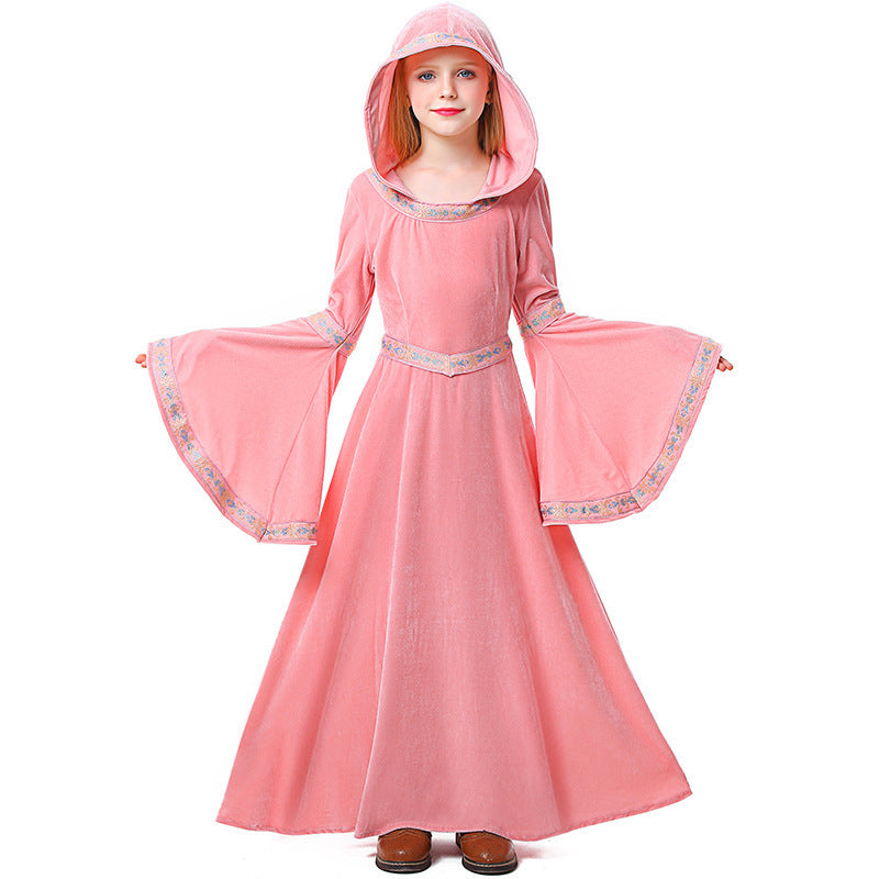 Vampire costume worn by a girl - back view