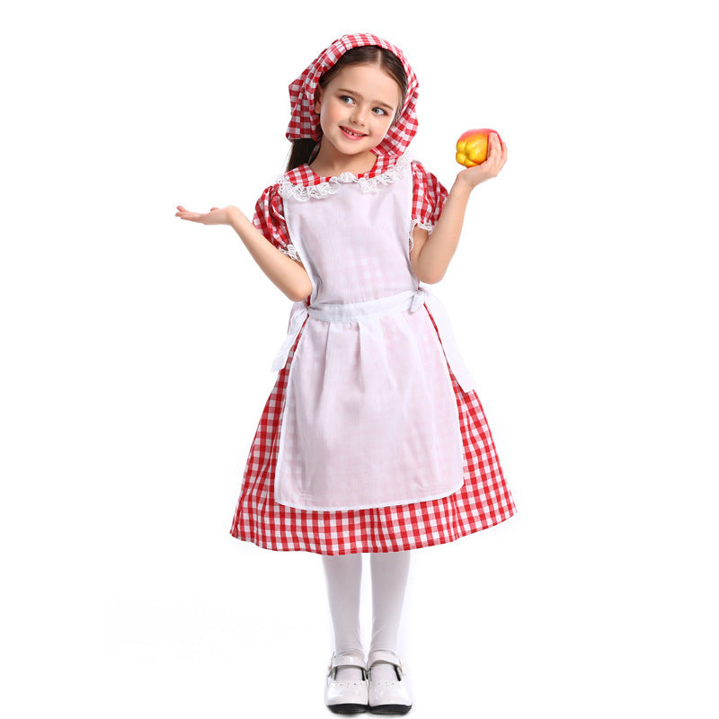 Storybook Farm Girl costume worn by a girl - side view