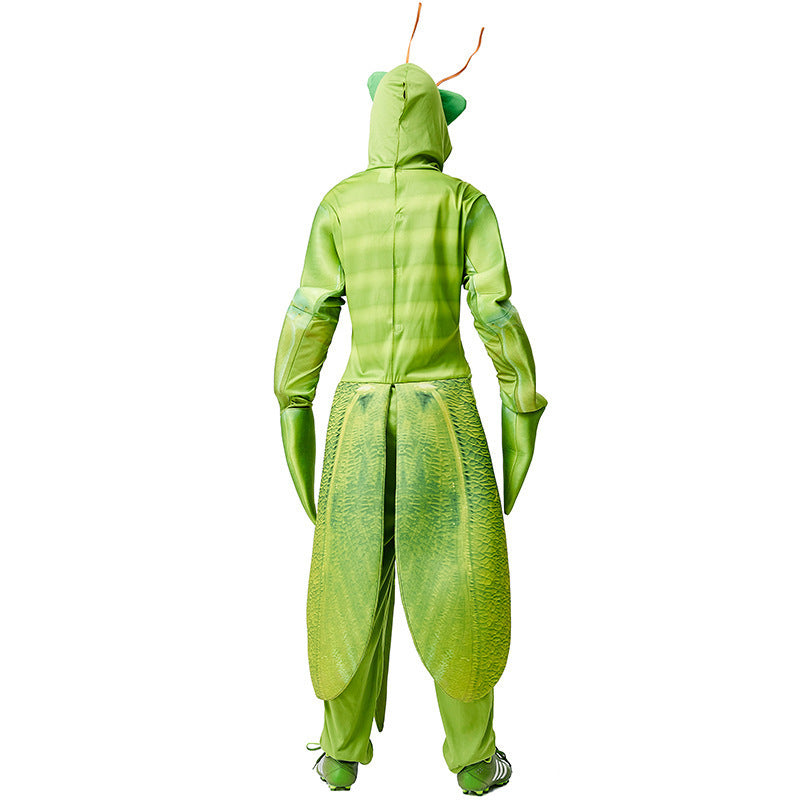 Praying Mantis costume worn by a child - detail view