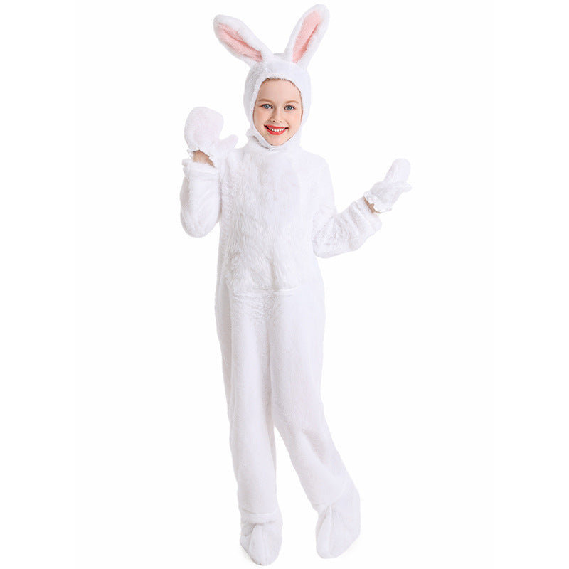 Rabbit costume worn by a child - front view