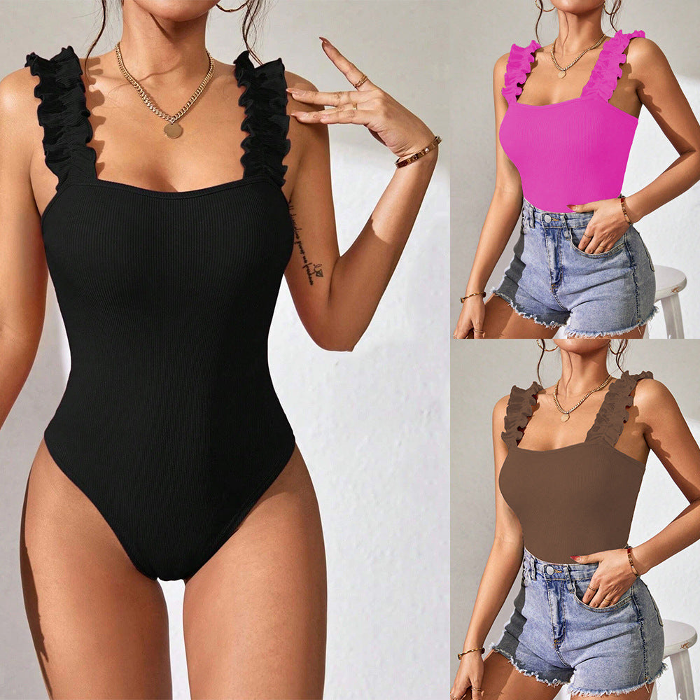 Women's Solid Color Sleeveless Strapless Knit Bodysuit