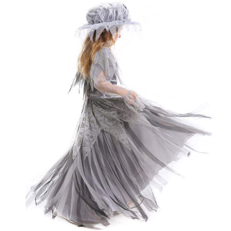 Storybook Princess costume worn by a girl - back view