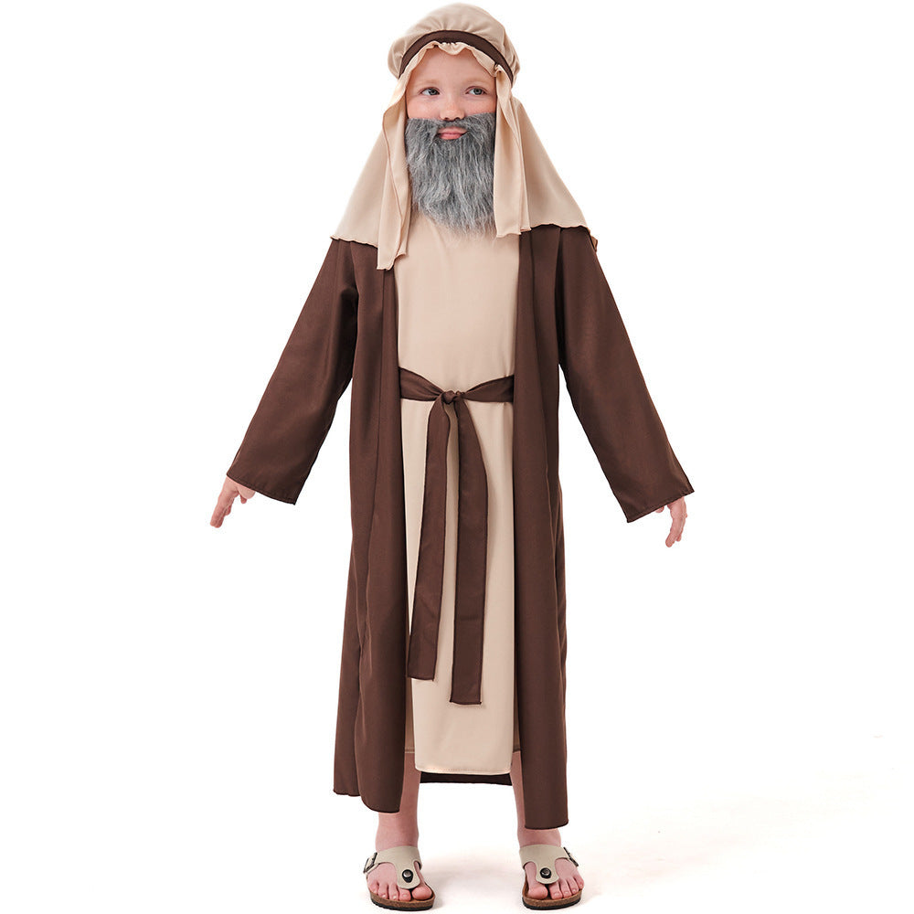 Nativity Shepherd costume worn by a child - front view