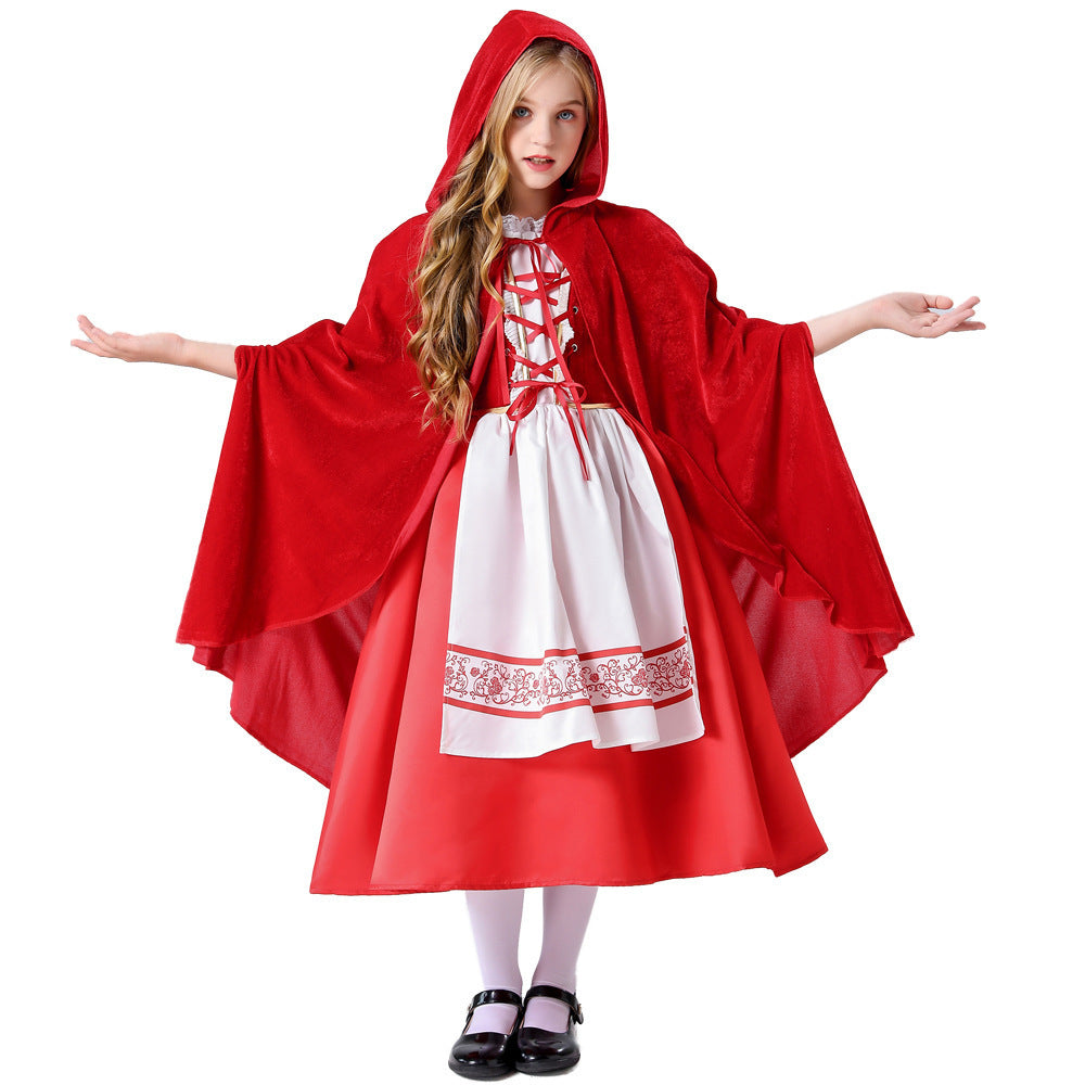 Little Red Riding Hood costume worn by a child - back view