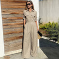 Women's Collar Long Sleeve Jumpsuit – Elegant Casual Style