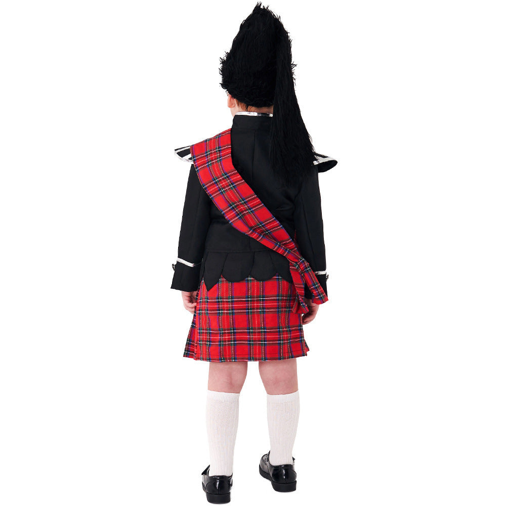 Scottish Highlander costume worn by a girl - back view