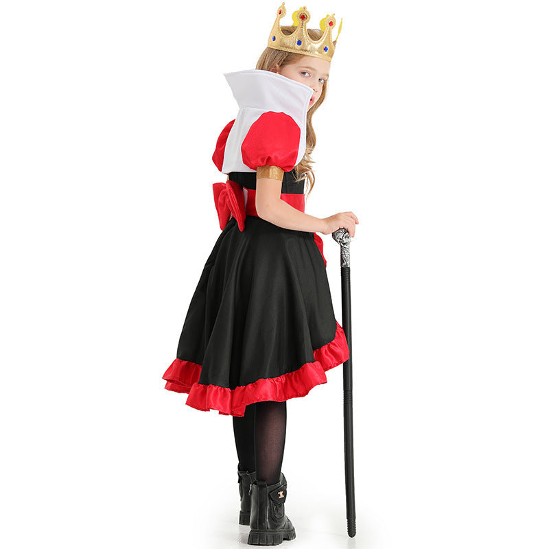Queen of Hearts costume worn by a girl - back view