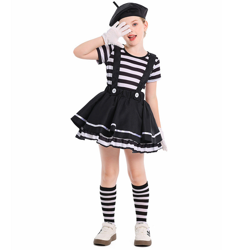 Pantomime Clown costume worn by a girl - front view