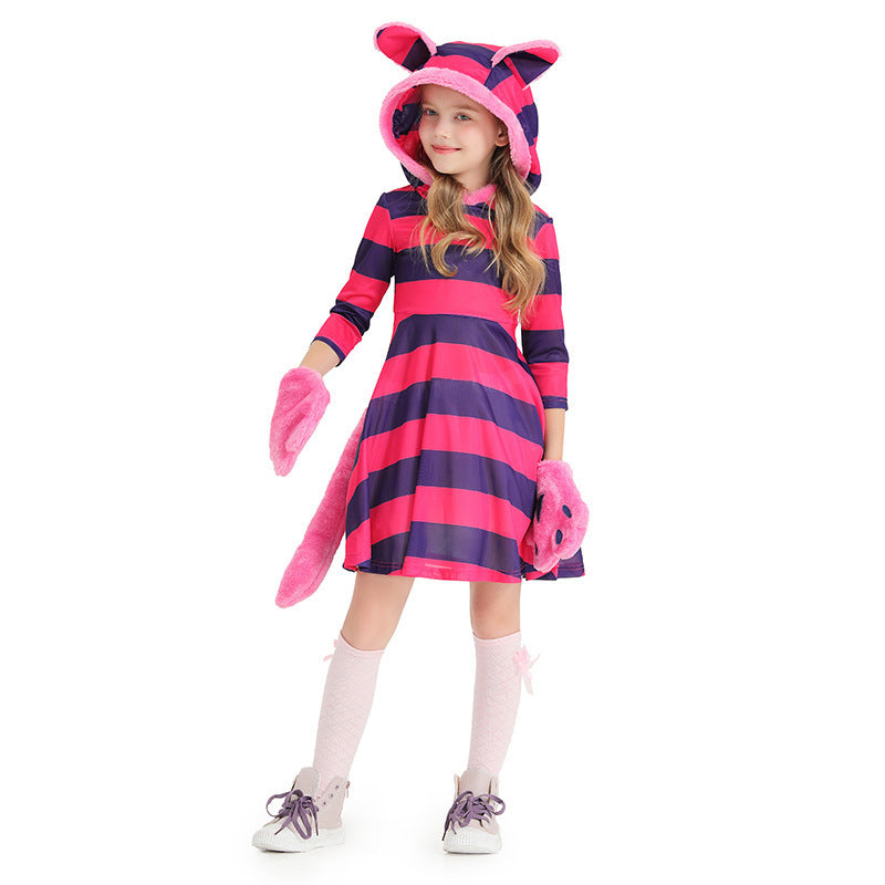 Cheshire Cat costume worn by a girl - back view
