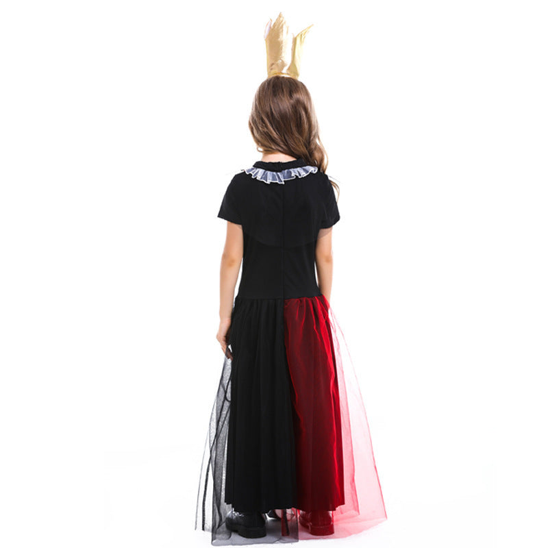 Queen of Hearts costume worn by a girl - back view