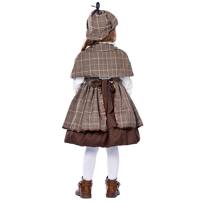 Sherlock Holmes costume worn by a child - styled on stage