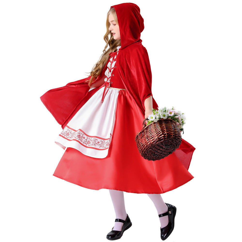 Little Red Riding Hood costume worn by a child - side view