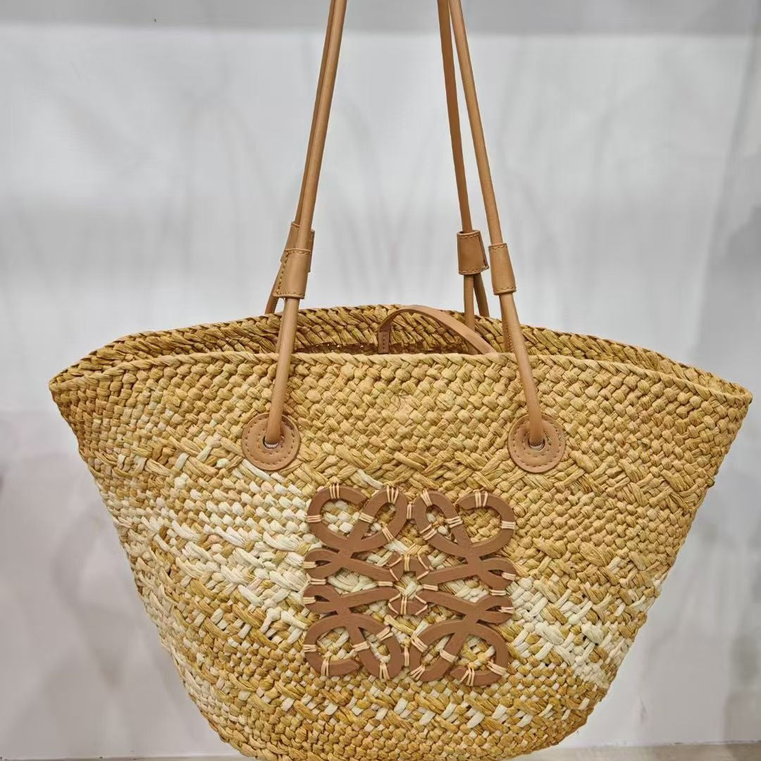 Women's Woven Straw Beach Bag – Summer Tote for Vacation & Everyday