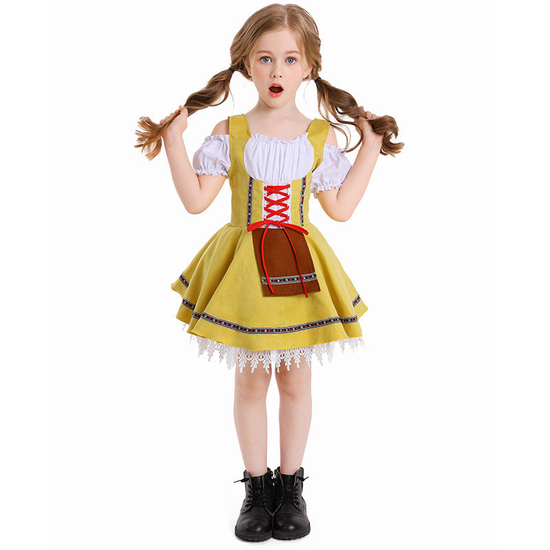 Bavarian Folk Dress costume worn by a girl - back view