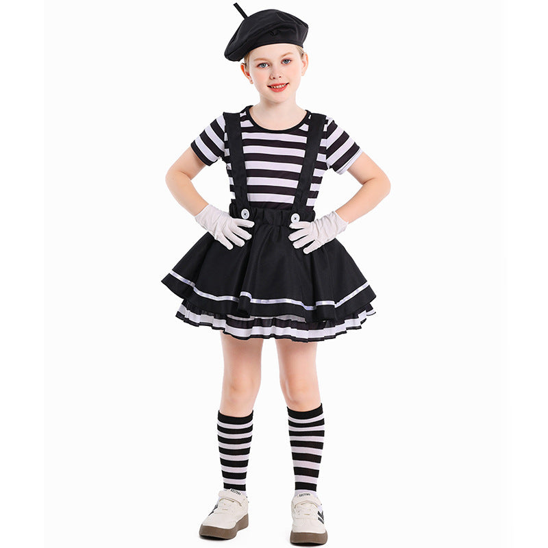 Pantomime Clown costume worn by a girl - back view