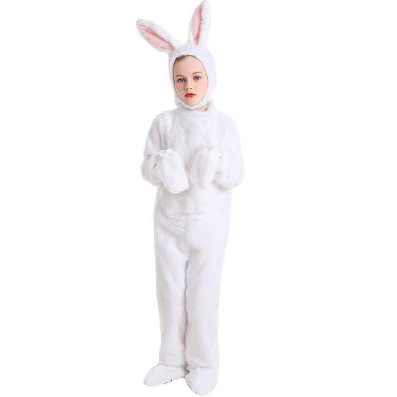 Rabbit costume worn by a child - side view