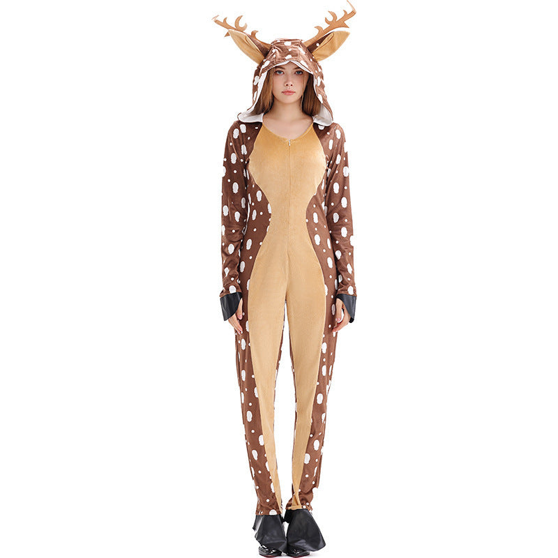 Reindeer costume worn by a child - side view