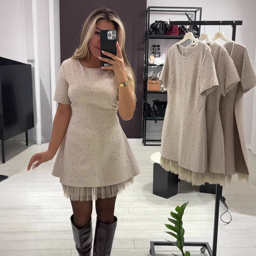 Women's Round Neck Short Sleeve Slim Fit Dress