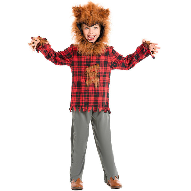 Big Bad Wolf costume worn by a child - side view