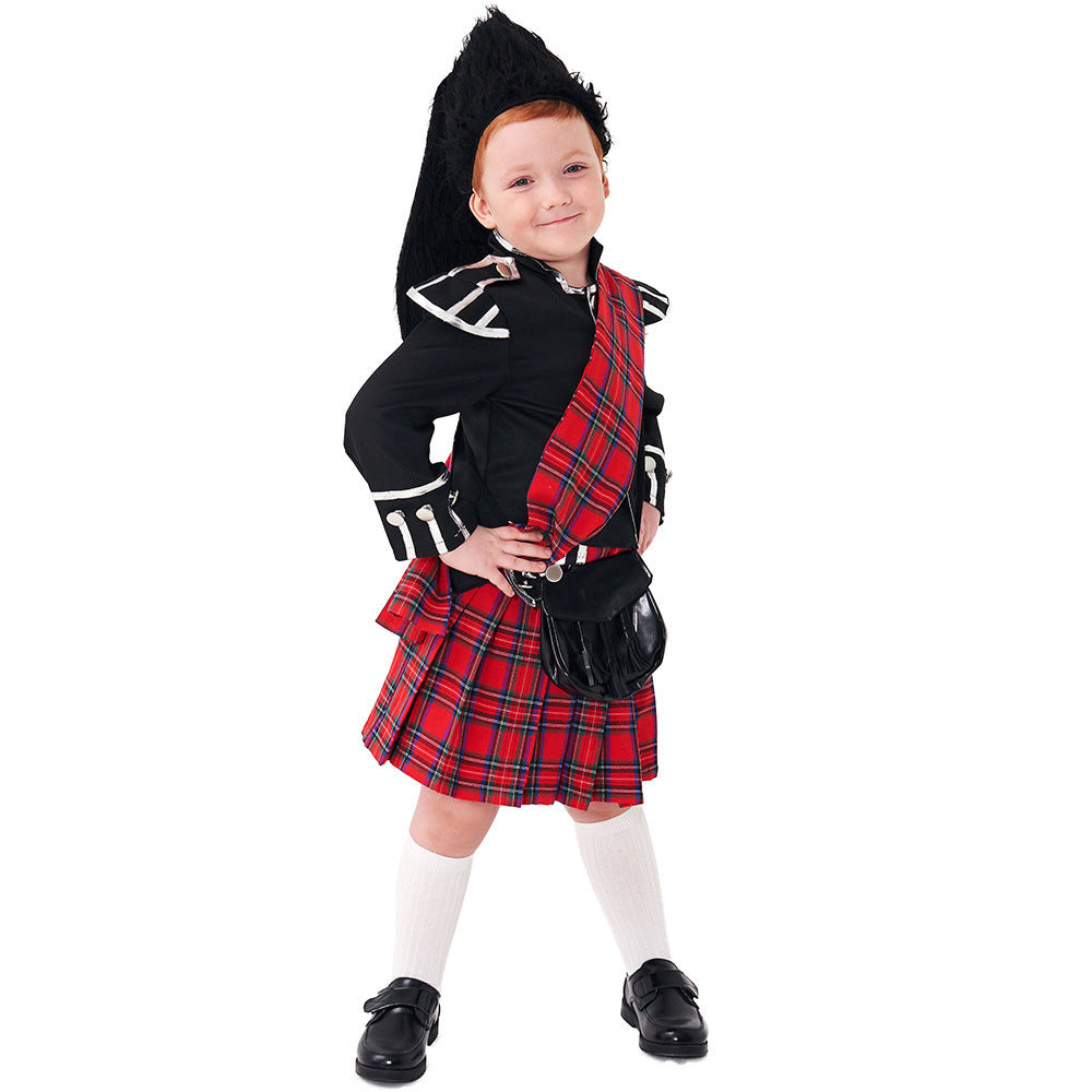 Scottish Highlander costume worn by a girl - front view