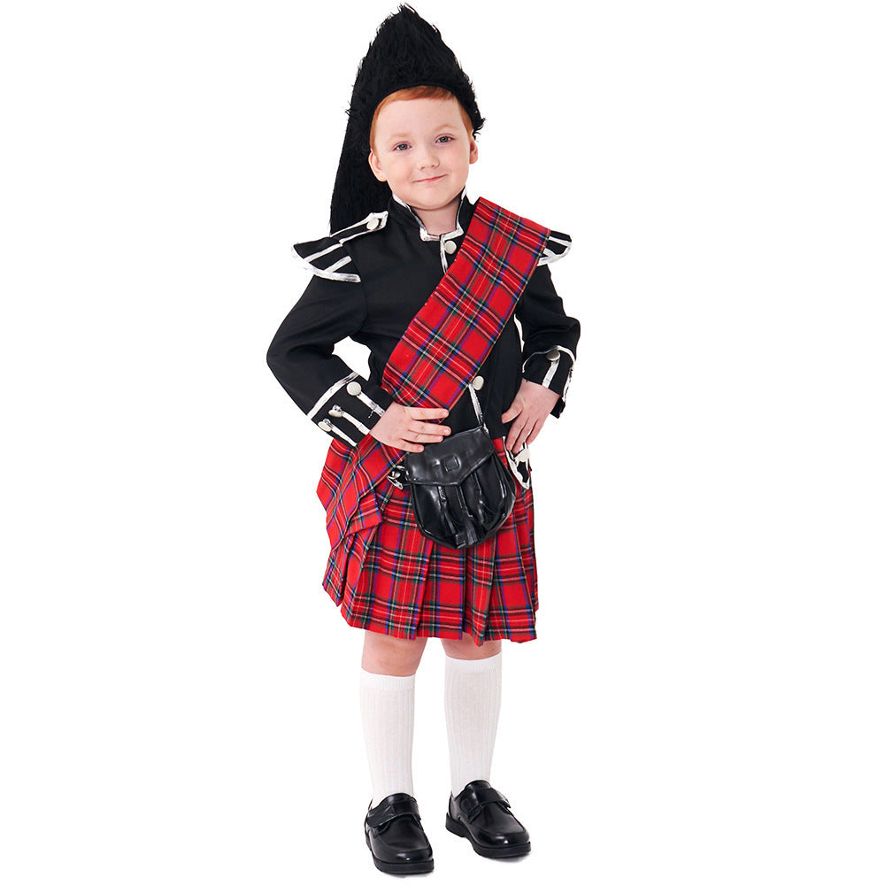 Scottish Highlander costume worn by a girl - styled on stage
