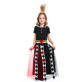 Queen of Hearts costume worn by a girl - detail view