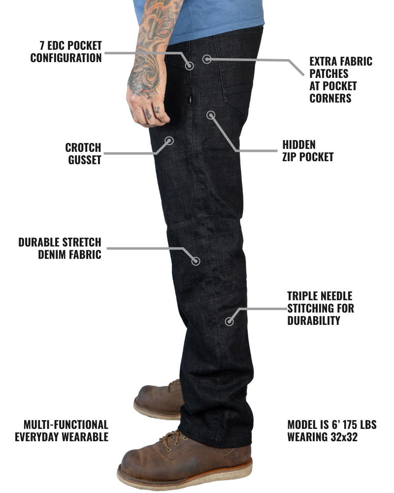 Hideout Denim Taper Fit Pants - Black