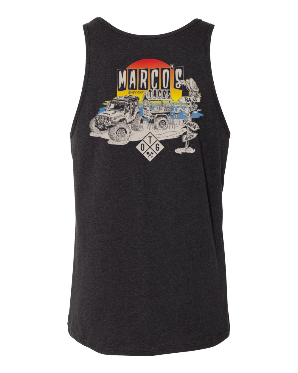 Marcos Tacos Tank Top – Men's Charcoal Black Sleeveless Shirt