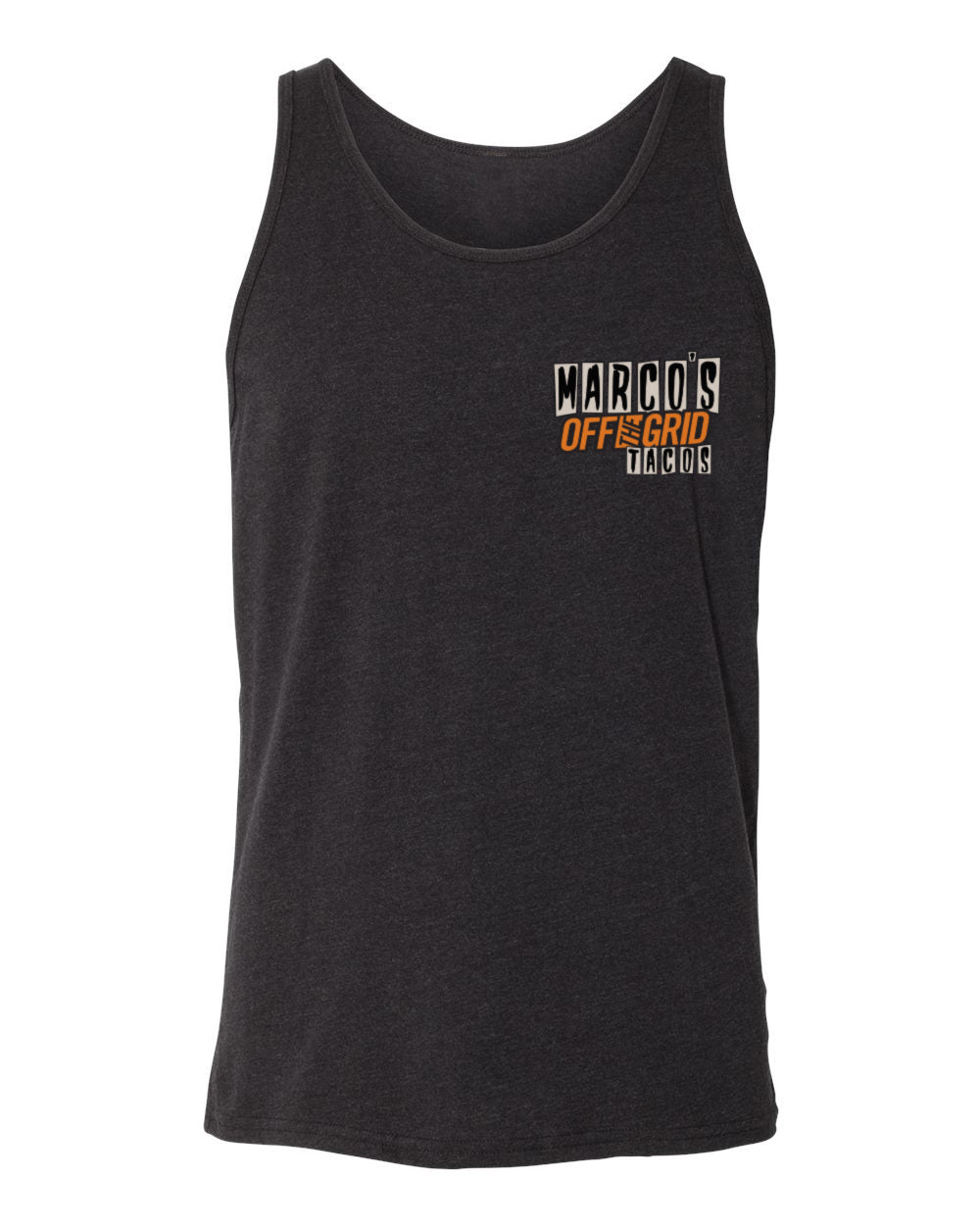 Marcos Tacos Tank Top – Men's Charcoal Black Sleeveless Shirt
