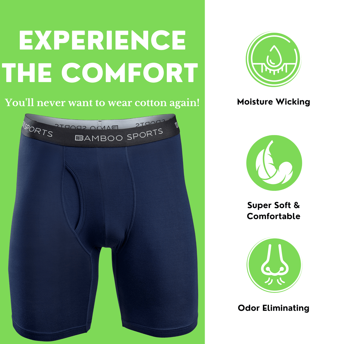 Men's 6" Inseam Bamboo Rayon Boxer Briefs - 4 Pack