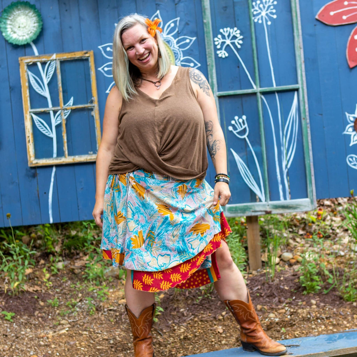 Women's Original Sari Wrap Skirt – Boho Versatile Style