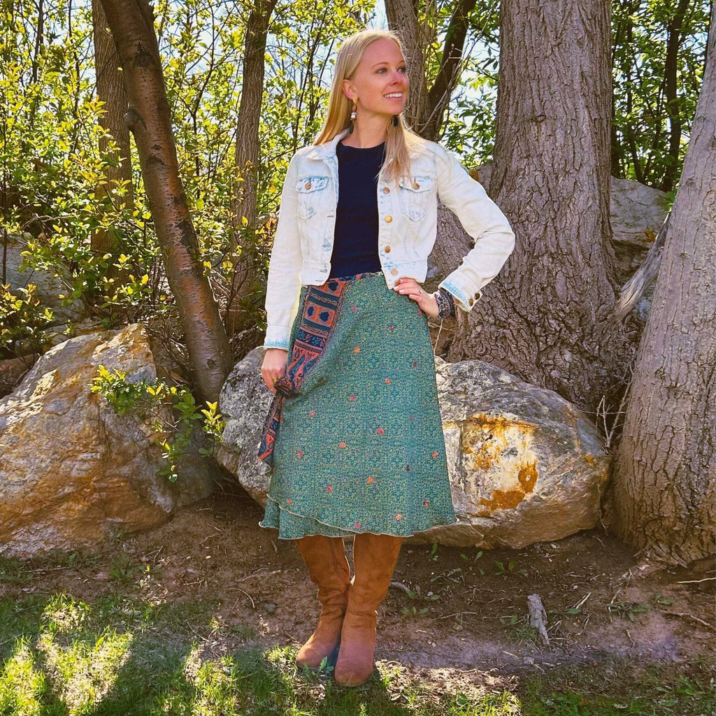 Women's Original Sari Wrap Skirt – Boho Versatile Style