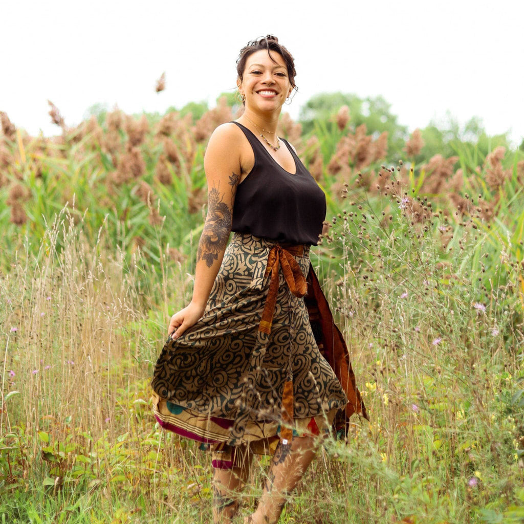 Women's Original Sari Wrap Skirt – Boho Versatile Style