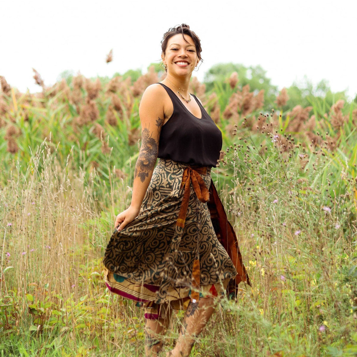 Women's Original Sari Wrap Skirt – Boho Versatile Style