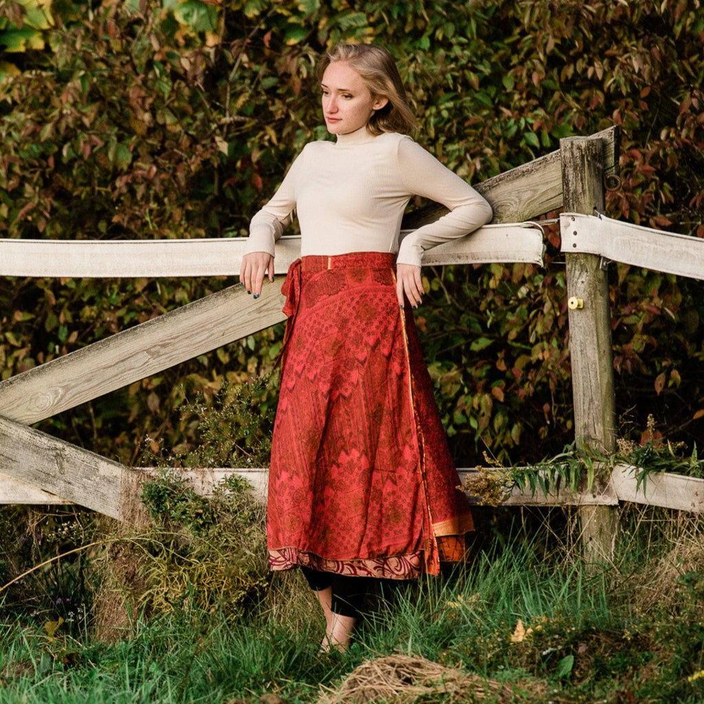 Women's Original Sari Wrap Skirt – Boho Versatile Style