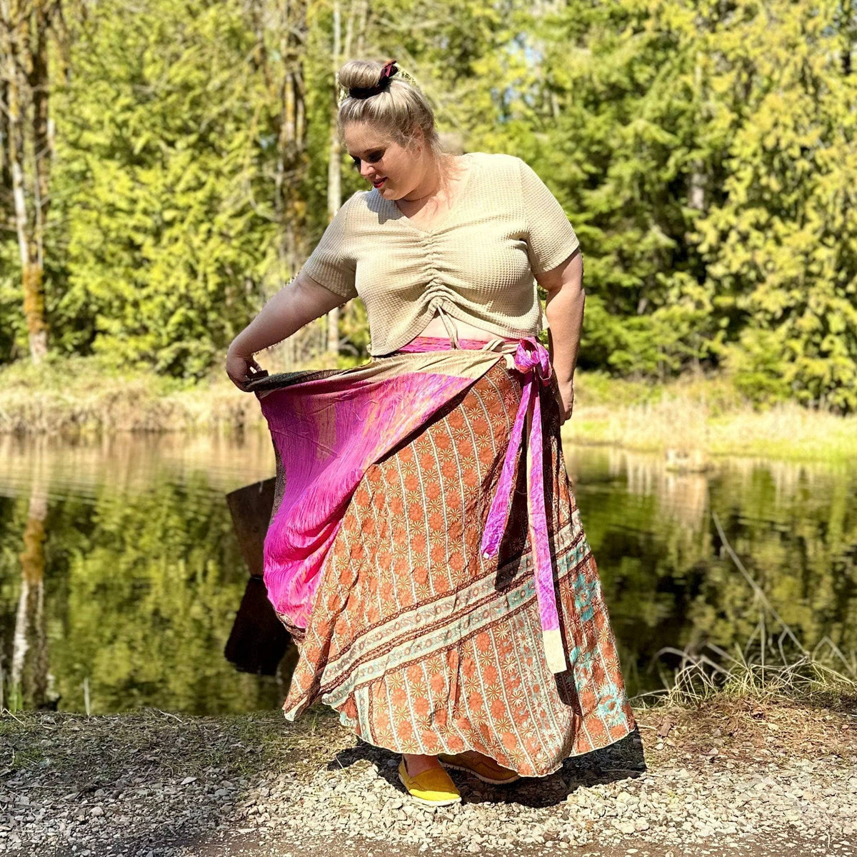 Women's Original Sari Wrap Skirt – Boho Versatile Style