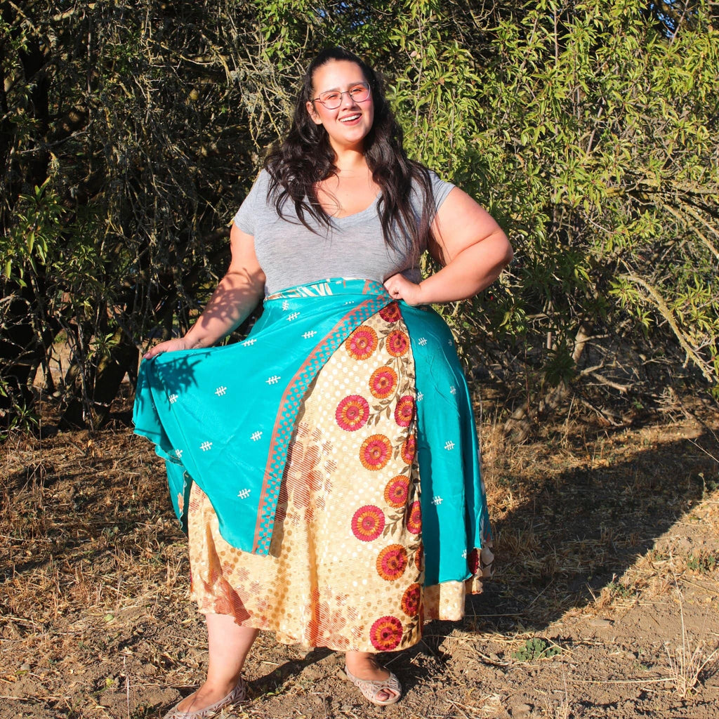 Women's Original Sari Wrap Skirt – Boho Versatile Style