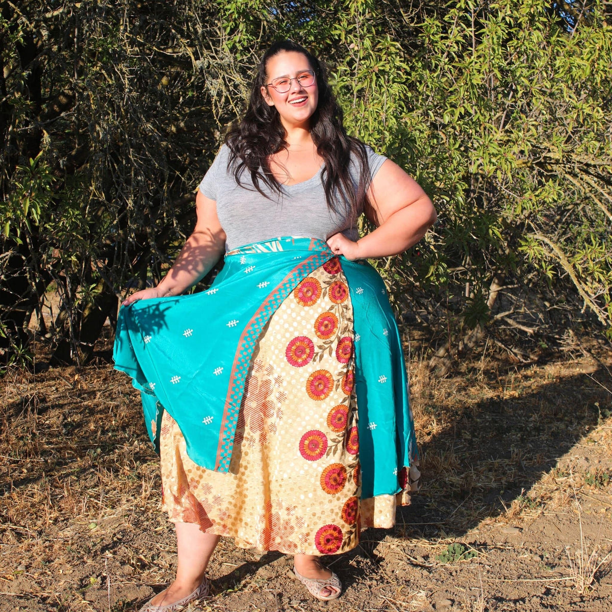 Women's Original Sari Wrap Skirt – Boho Versatile Style