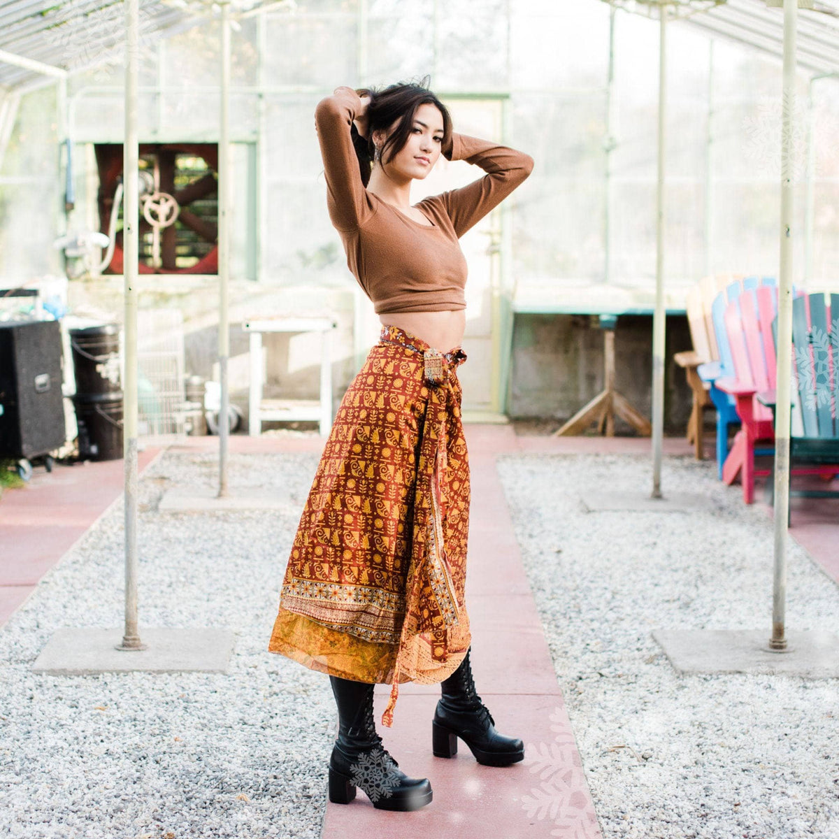 Women's Original Sari Wrap Skirt – Boho Versatile Style