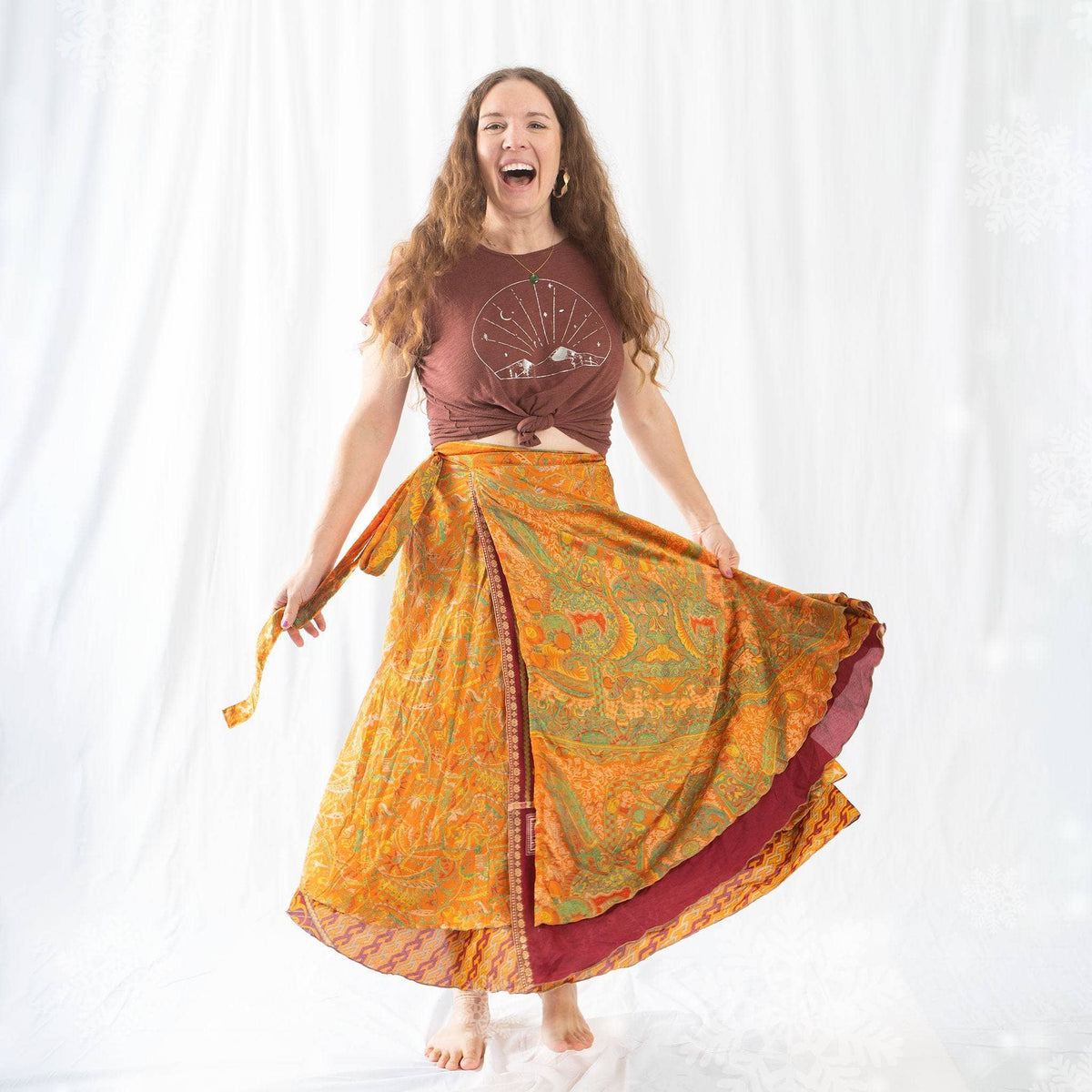 Women's Original Sari Wrap Skirt – Boho Versatile Style