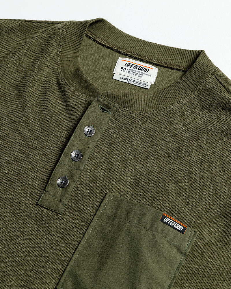 Draper Henley – Men's Dark Olive Casual Top