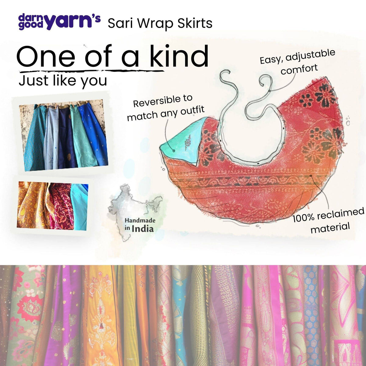 Women's Original Sari Wrap Skirt – Boho Versatile Style