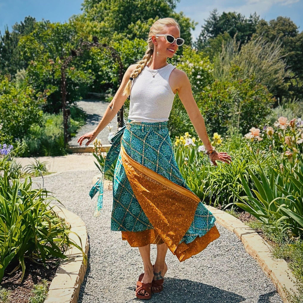 Women's Original Sari Wrap Skirt – Boho Versatile Style