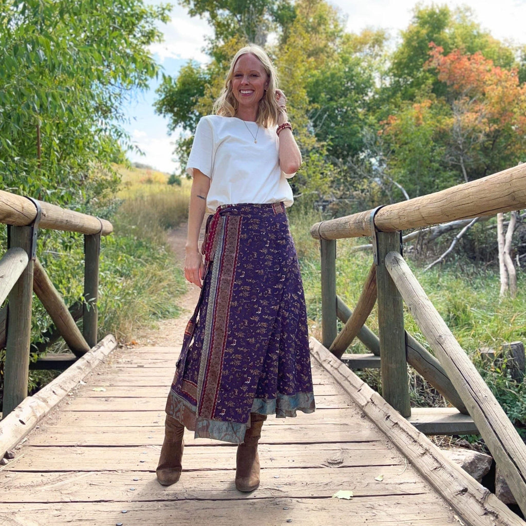 Women's Original Sari Wrap Skirt – Boho Versatile Style