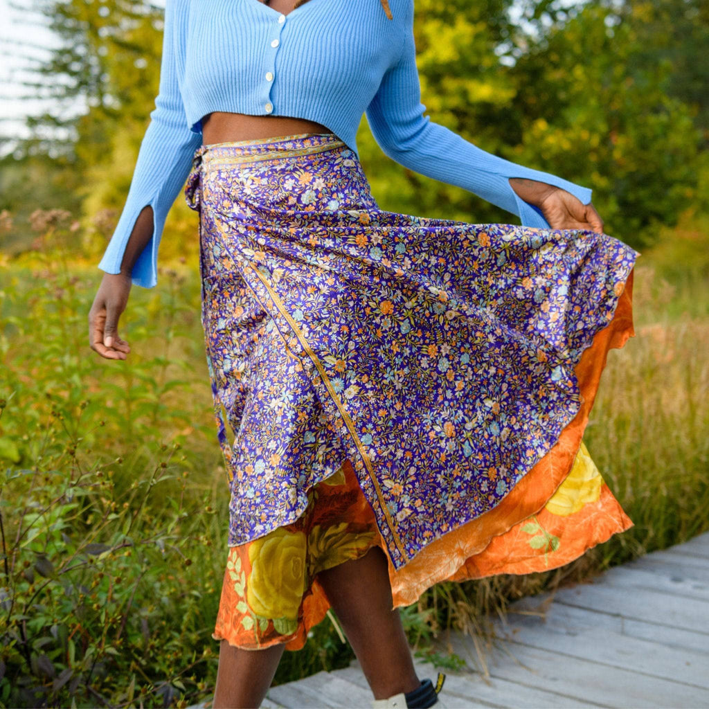 Women's Original Sari Wrap Skirt – Boho Versatile Style